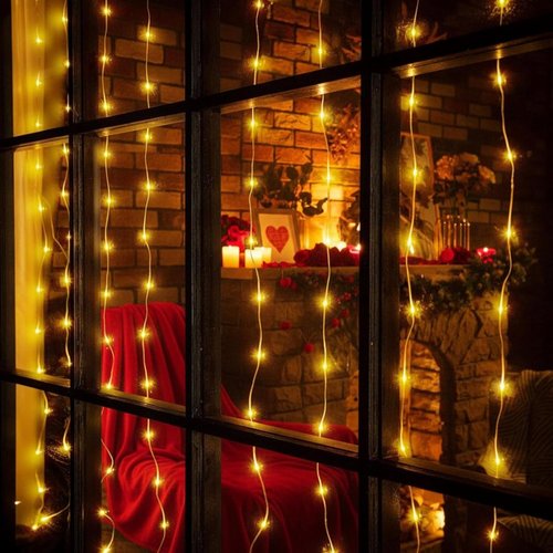 **195 LED Curtain String Lights - 6.5 x 5 Ft Battery Operated Fairy Lights with 8 Modes & Timer | Copper Twinkle Decor for Christmas & Weddings**