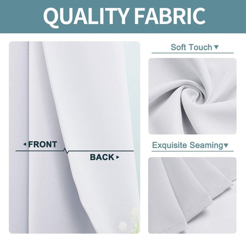 ChrisDowa Blackout Curtains - Thermal Insulated Room Darkening Panels, 42 x 48 Inch, Greyish White