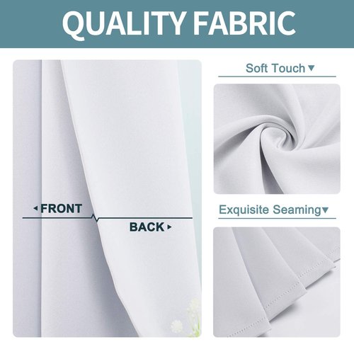 ChrisDowa Blackout Curtains 72 inches Long for Bedroom - 2 Panels Set Grommet Thermal Insulated Room Darkening Curtains for Living Room (Greyish White, 42 x 72 Inch)