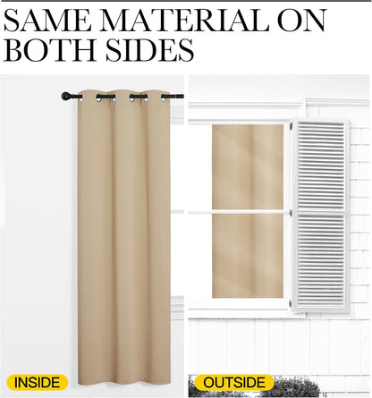 NICETOWN Room Darkening Curtain Panels - Thermal Insulated Grommet Drapes, Biscotti Beige, 2 Panels (W42 x L78)