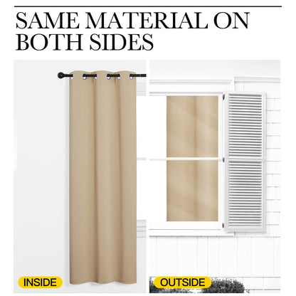 NICETOWN Bedroom Room Darkening Curtains - Triple Weave Microfiber Grommet Top Thermal Insulated Solid Panels/Drapes for Kid's Room (Biscotti Beige, 1 Pair, 55 inches by 90 Inch)