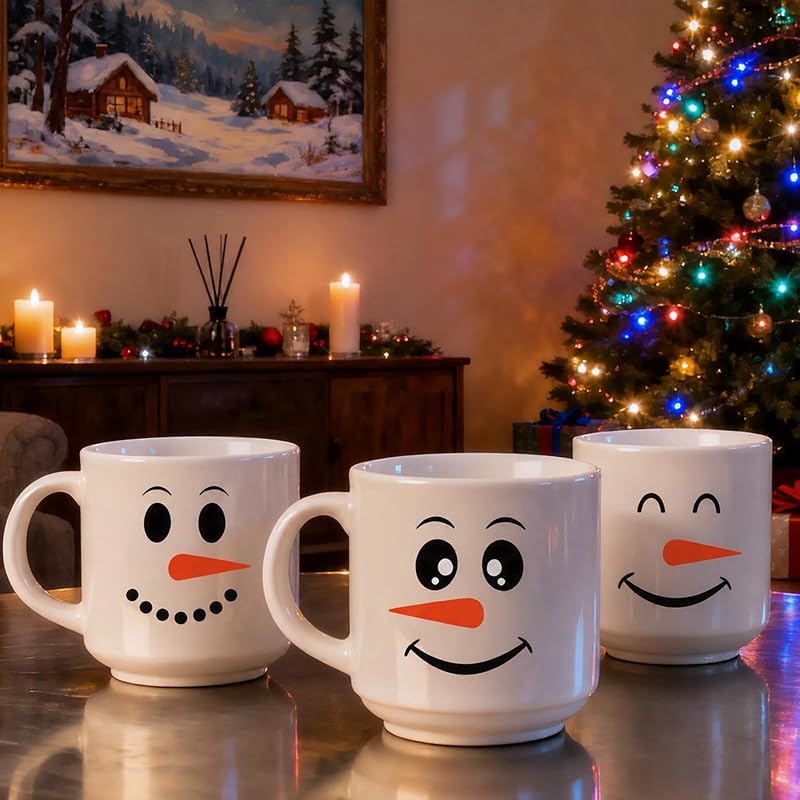 Christmas Snowman Face Sticker Set - 41 Pcs Vinyl Decor for Cups, Windows & Gifts