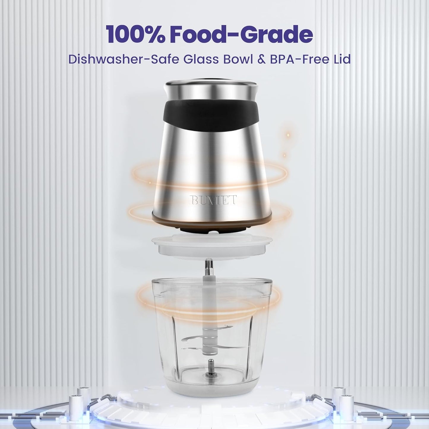 Skiennix Electric Food Processor - 500W Mini Vegetable Chopper with 2.5-Cup Bowl & 4 Blades for Home Use