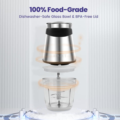 Skiennix Electric Food Processor - 500W Mini Vegetable Chopper with 2.5-Cup Bowl & 4 Blades for Home Use