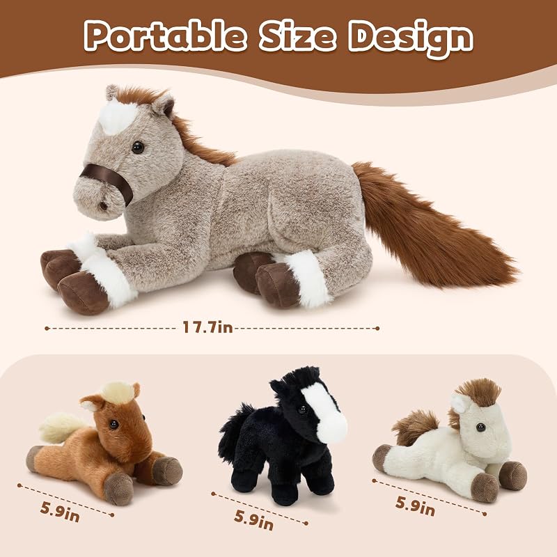 Tezituor 18" Horse Stuffed Animal Plush Fanimy Pony with Babies - Variation: Horse