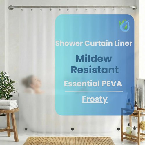 SUSTAINAURA® Essential Frosty Shower Curtain Liner 72x72 – Waterproof, Quick Dry, Odor Free, Eco Friendly, Non-Toxic with 3 Weighted Magnets & 12 Rustproof Grommets Bathroom Accessories