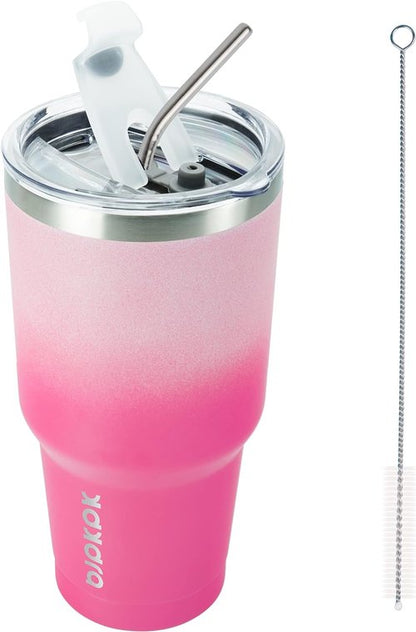 BJPKPK 30 Oz Travel Coffee Mug - Insulated Tumbler With Lid & Straw | Cherry Blossom Design