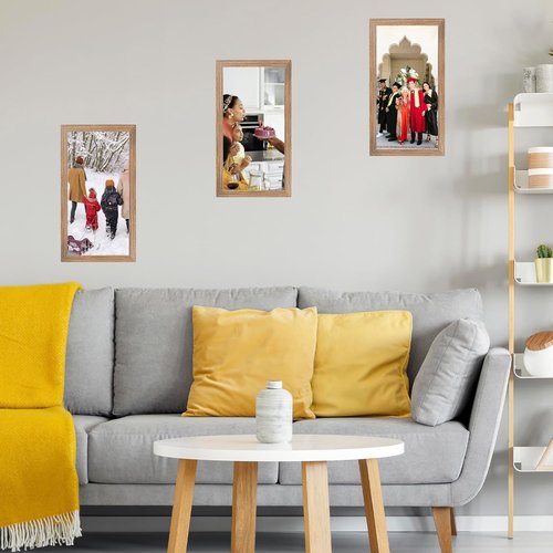 JCJMY 8x17 Rustic Brown Picture Frame - Versatile Horizontal & Vertical Wall Display for Photos