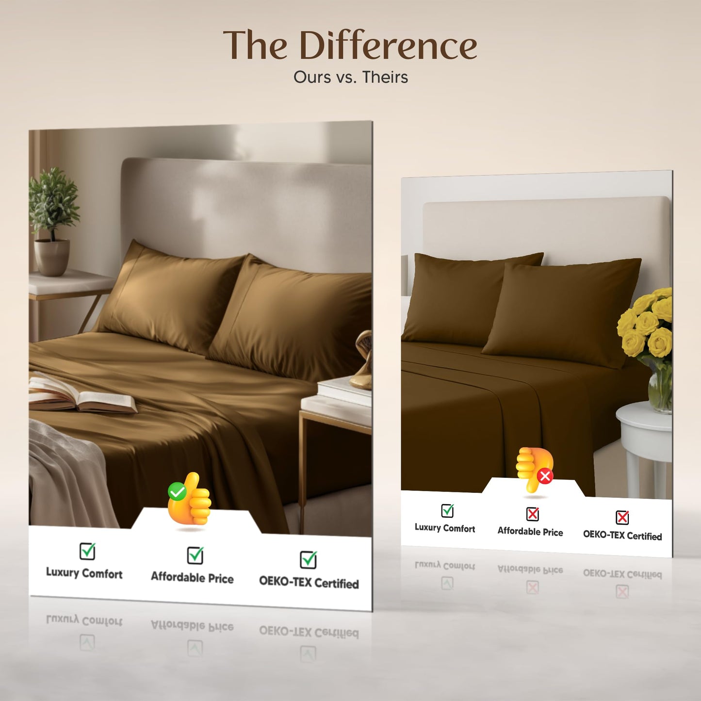 Utopia Bedding King Size Sheet Set – 4 Piece Bed Sheets, Soft and Breathable Microfiber, Includes 1 Fitted Sheet, 1 Flat Sheet and 2 Pillowcases – Oeko Tex (Mocha)