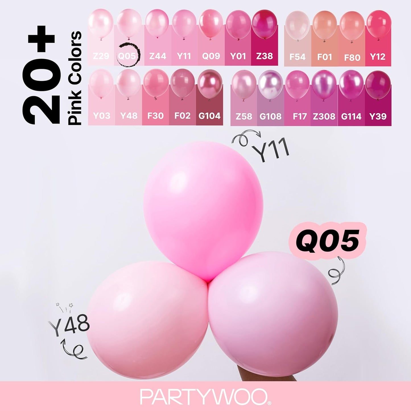 PartyWoo Baby Pink Balloons - 155-Piece Arch Kit with Various Sizes for Baby Shower & Birthday Decor