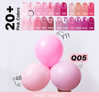 PartyWoo Baby Pink Balloons - 155-Piece Arch Kit with Various Sizes for Baby Shower & Birthday Decor