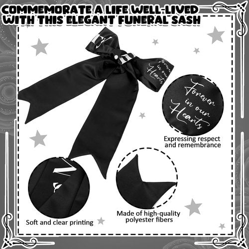 Fanfanwin Funeral Sash - Memorial Ribbon for Casket or Wreath | 58x4'' Black Celebration of Life