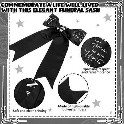 Fanfanwin Funeral Sash - Memorial Ribbon for Casket or Wreath | 58x4'' Black Celebration of Life