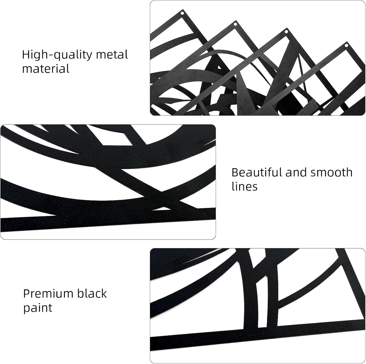 Skiennix Black Abstract Metal Wall Art - Modern 3D Textured Decor for Living Room & Office | 15.7 x 10.6 Inch