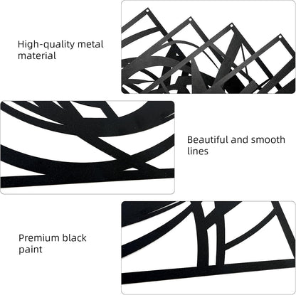 Skiennix Black Abstract Metal Wall Art - Modern 3D Textured Decor for Living Room & Office | 15.7 x 10.6 Inch