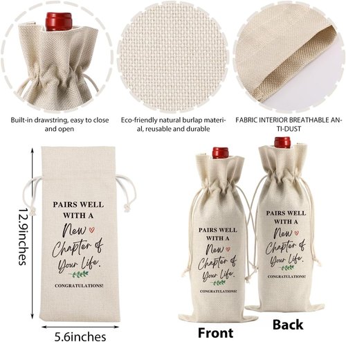 BQXS Going Away Gifts for Friends Leaving Away Farewell Retirement Gifts for Women Coworkers New Beginning New Business Owner Gifts for Women Men Pairs Well With A New Chapter of Your Life Wine Bag