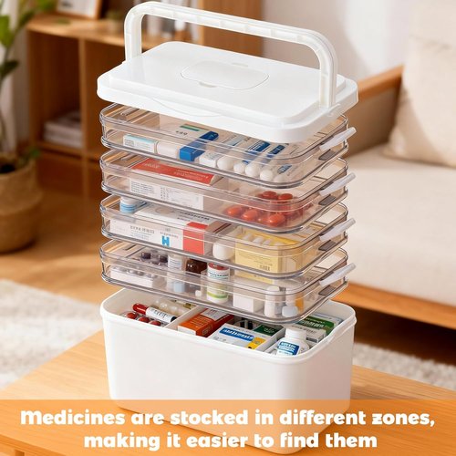 5-Tier Medicine Organizer by [Brand Name] - Portable Medical Cabinet with Handle | 12 x 7 x 12.2 Inch