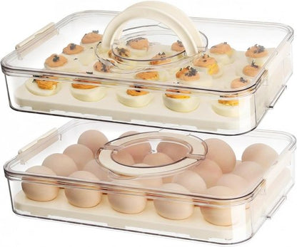 Deviled Egg Carrier by [Brand Name] - Stackable Plastic Platter with Lid for 40 Eggs | 2-Pack for Parties & Picnics
