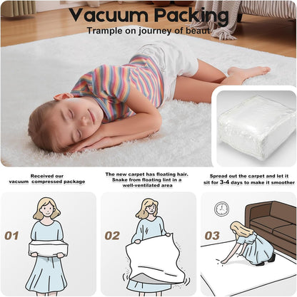 Skiennix Cream White Area Rug - Fluffy Soft Shag Carpet for Kids' Rooms | 2ft x 3ft Non-Slip Design