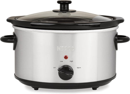 NESCO Slow Cooker - 4 Quart Capacity | Versatile Cooking in Stylish Silver Finish