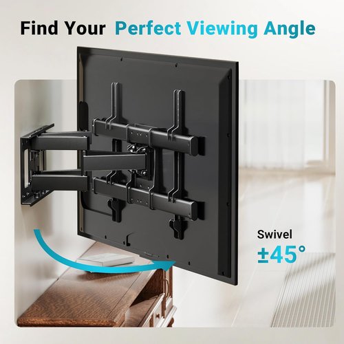 BONTEC Full Motion TV Wall Mount - Fits 37-85 Inch TVs, Swivel & Tilt Dual Arms, Holds Up to 132lbs