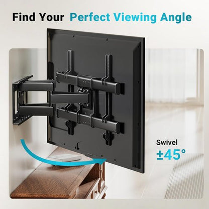 BONTEC Full Motion TV Wall Mount - Fits 37-85 Inch TVs, Swivel & Tilt Dual Arms, Holds Up to 132lbs