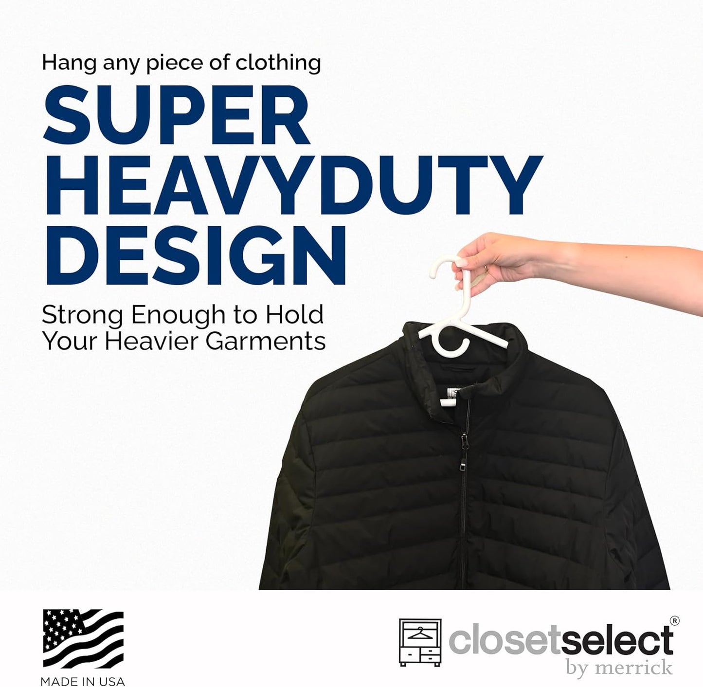 Super Heavy Duty Plastic Hangers - Made in USA | 24 Pack of Durable White Hangers