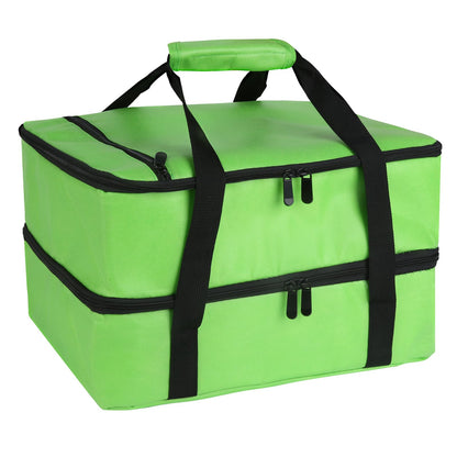 Bodaon Insulated Double Casserole Carrier Bag, Fits 9x13 and 11x15 Inch Baking Dish with Lid, Casserole Carriers for Hot or Cold Food for Transport (Green)