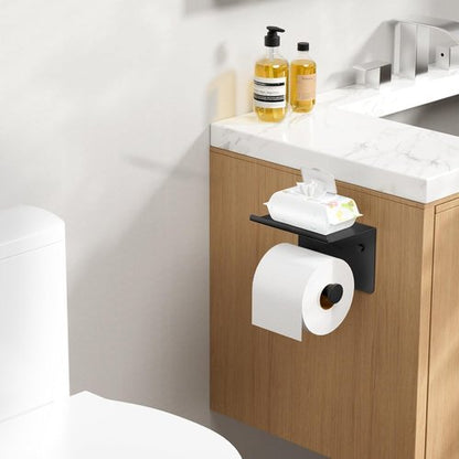 FORIOUS Toilet Paper Holder - Rustproof Stainless Steel with Shelf | Wall Mount, Adhesive or Screw