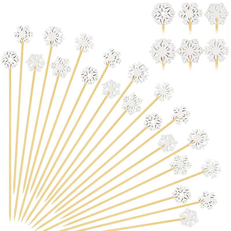 100 Snowflake Cocktail Picks - 6 Styles 4.7in Christmas Toothpicks, Variation of THIS listing: 4.7 IN|Snowflake Picks 100