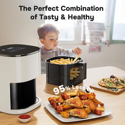 Simple Deluxe 12-in-1 Air Fryer - 6.34 Qt Digital Airfryer with Nonstick Basket & Visible Window | Beige