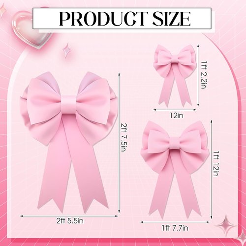 Giegxin Large Pink Bow Set - 3D Decorative Bows for Weddings, Birthdays & Christmas | 12-30 Inch Sizes
