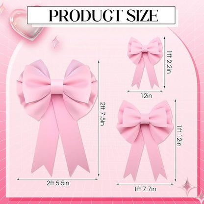 Giegxin Large Pink Bow Set - 3D Decorative Bows for Weddings, Birthdays & Christmas | 12-30 Inch Sizes