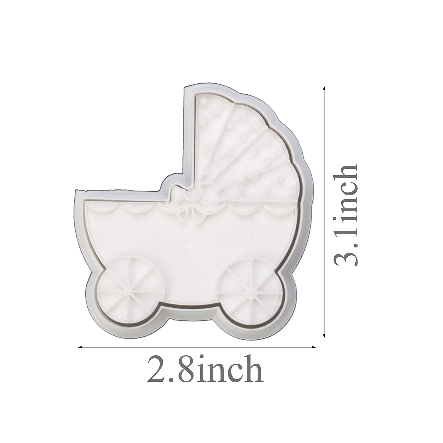 Mostop 3D Cookie Cutter with Baby Carriage Stampers Baby Shower Cake Mold Fondant Decorating Tools DIY Mold for Sugar Craft Baking Mould Kids' Birthday Party Kitchen Tools