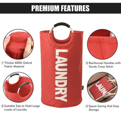 DOKEHOM 125L X-Large Collapsible Washing Laundry Basket Bag (7 Colors) for Bedroom, Fabric (Red, XL)