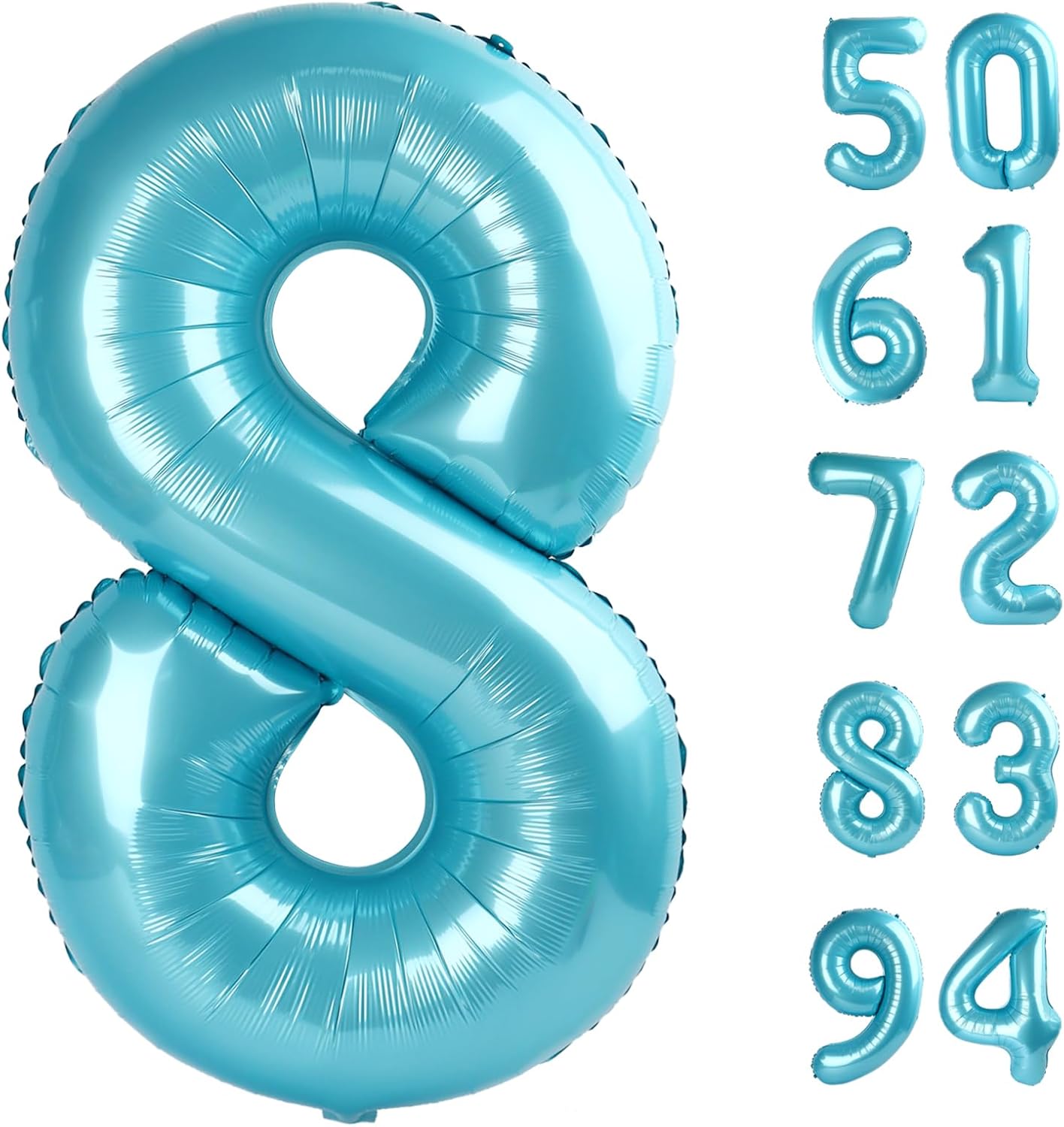 Pearlescent Blue Number 8 Balloon - 40 Inch Birthday Decorations for Boys & Girls
