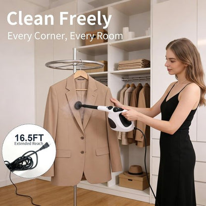 Handheld Steam Cleaner for Home – 3s Instant Heat-Up, Lightweight, and Easy Refill – Portable Steamer for Grout, Furniture, Kitchen, and More(White)