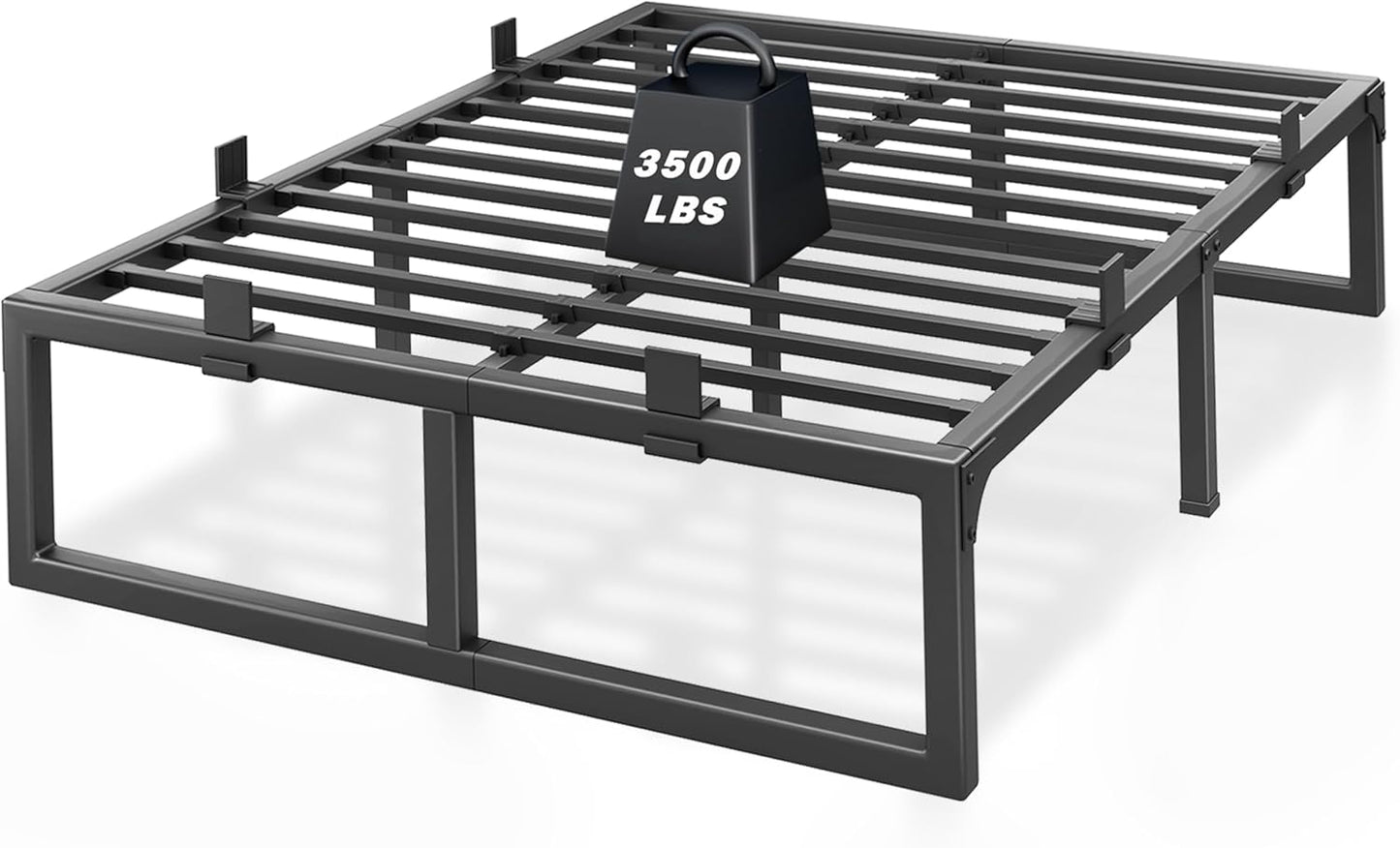 Skiennix Queen Bed Frame - 14 Inch Metal Platform with Squeak-Free Design & Heavy-Duty Support | Black
