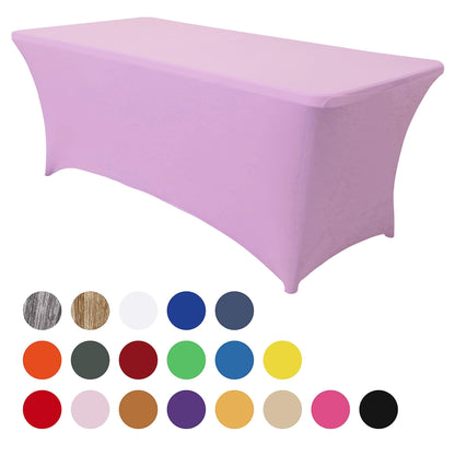 Obstal 6ft Stretch Spandex Table Cover for Standard Folding Tables - Universal Rectangular Fitted Tablecloth Protector for Wedding, Banquet and Party, 72L x 30W x 30H Inches, Light Purple, 2pc