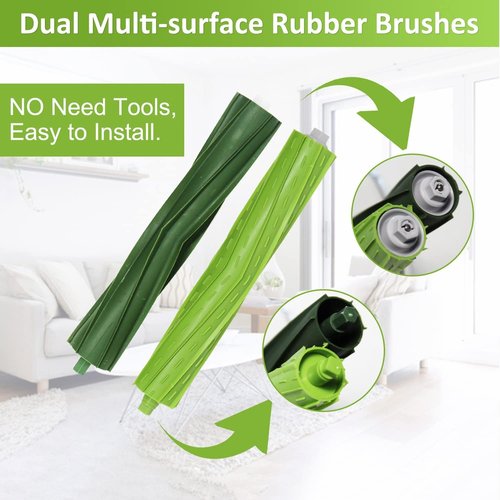 iRobot Replacement Parts - Multi-Surface Rubber Brushes & HEPA Filters Set | Compatible with i7, i3, i4, j7