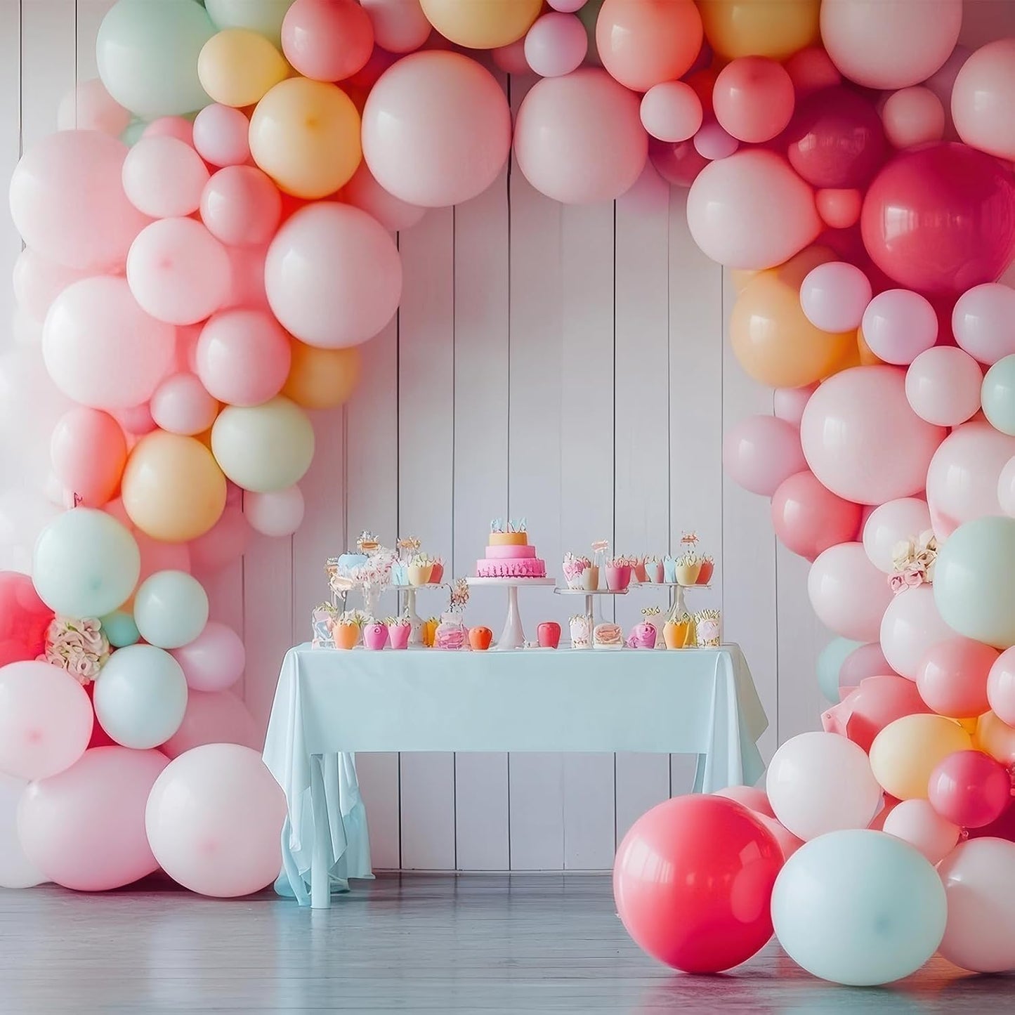 RUBFAC Pink Balloons - 129-Piece Set in Light Pastel Pink | Various Sizes for Party Decorations