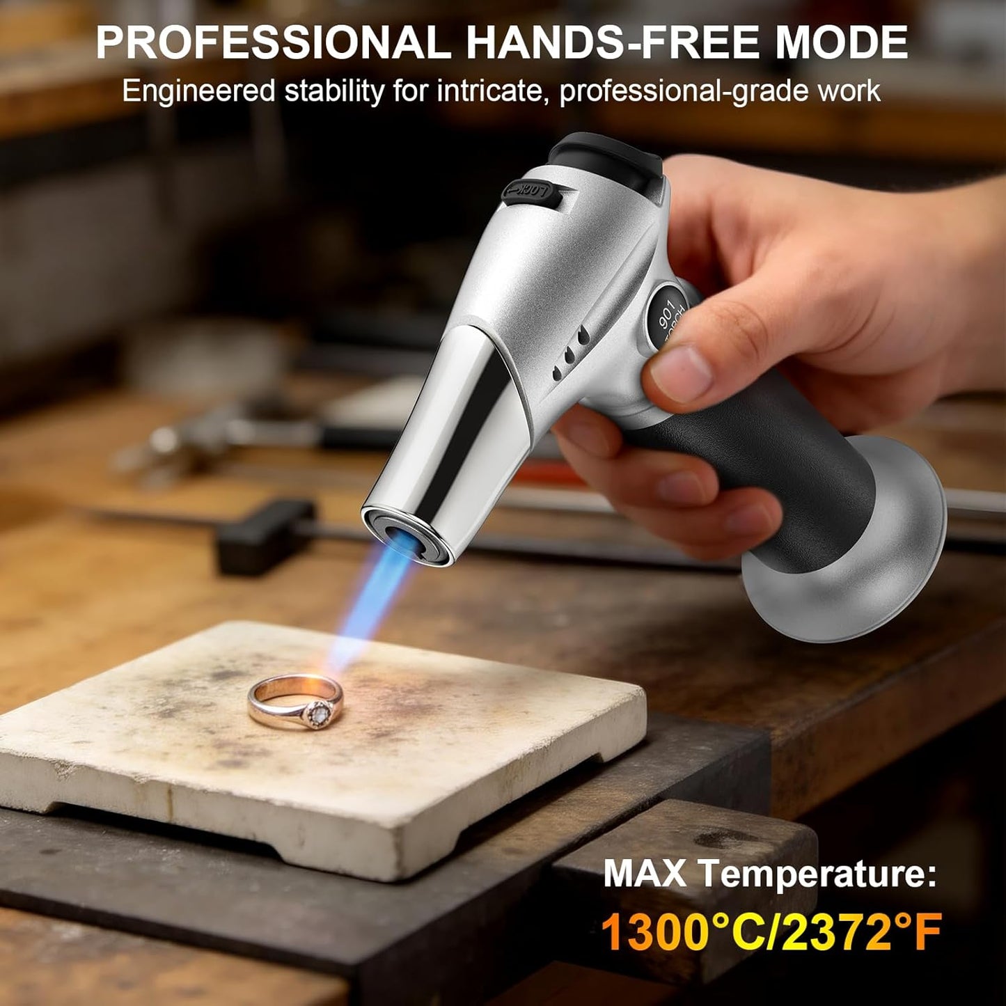 TBTEEK Butane Torch - Adjustable Flame Kitchen Torch with Safety Lock for Cooking, BBQ & Baking