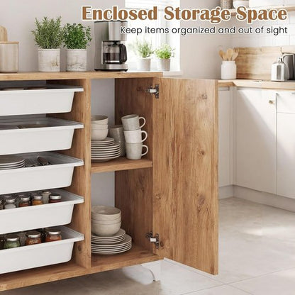 Giantex Buffet Cabinet - Stylish Sideboard with 5 Removable Drawers & Door | Wooden Coffee Bar Organizer