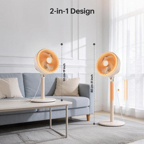 Allsheen 10" Modern Standing Fan for Bedroom, Sleek Oscillating Pedestal Fan, 3-Speed & Height Adjustable Compact Floor Fan for Home Office & Dorm