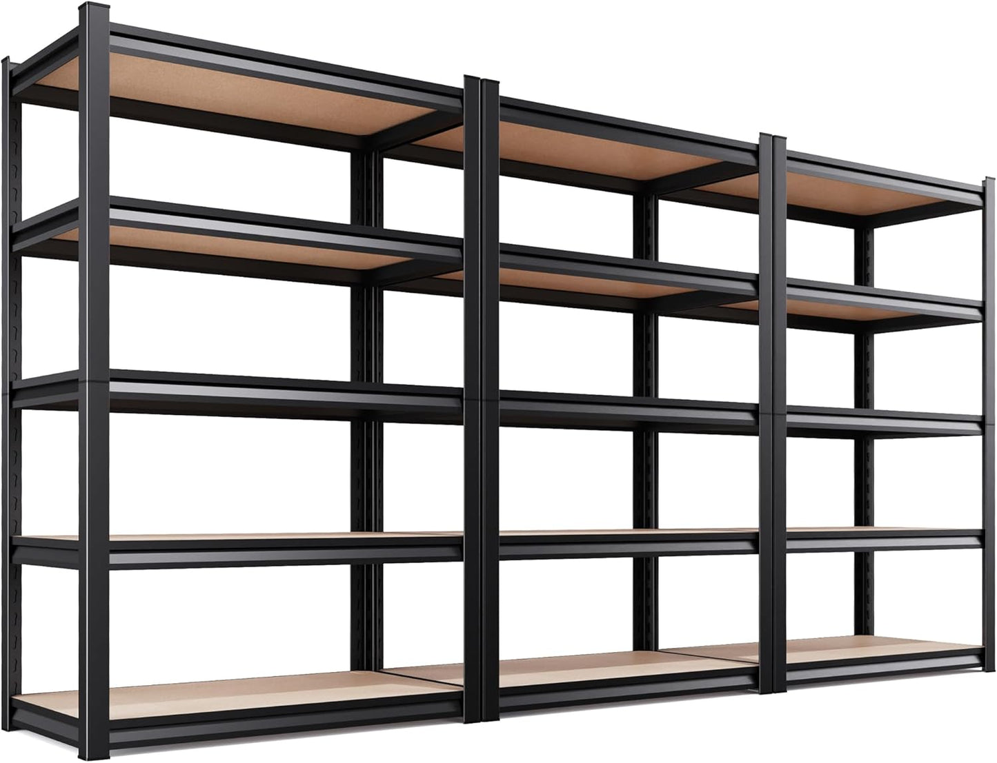 **Regine Switzerland Heavy Duty Garage Shelving | Set of 3 Adjustable 5-Tier Metal Storage Units 78"x46"x20"**