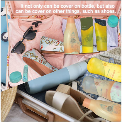 TRANOMOS Silicone Bottle Covers - Travel Essentials for Men & Women | Leak-Proof & Compact Design