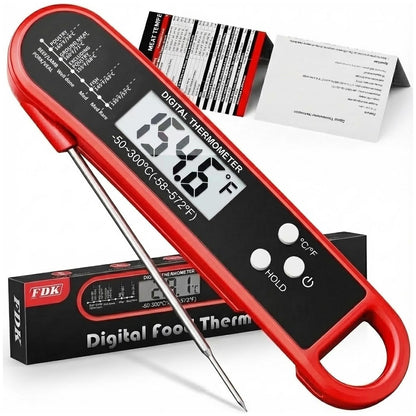 Skiennix Digital Meat Thermometer - Instant Read Waterproof BBQ Probe with Strong Magnet for Perfect Cooking