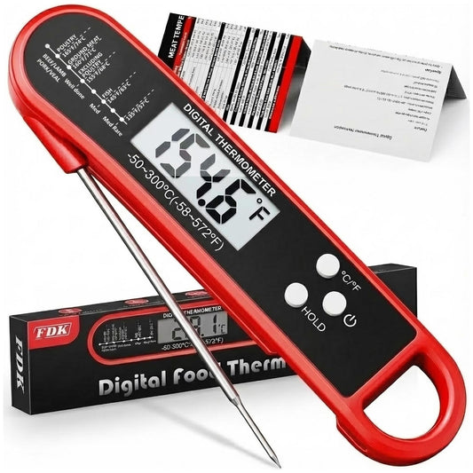Skiennix Digital Meat Thermometer - Instant Read Waterproof BBQ Probe with Strong Magnet for Perfect Cooking