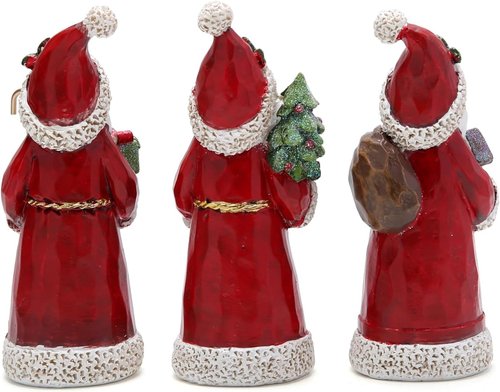 Hodao Santa Claus Decorative Figurine - Handcrafted Holiday Decor - Perfect for Christmas & Thanksgiving | 3 PCS, Red