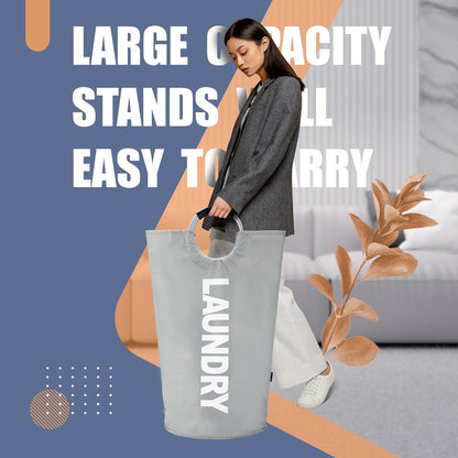 Caroeas 125L Laundry Basket - Large Collapsible Hamper with Padded Handles | Light Grey